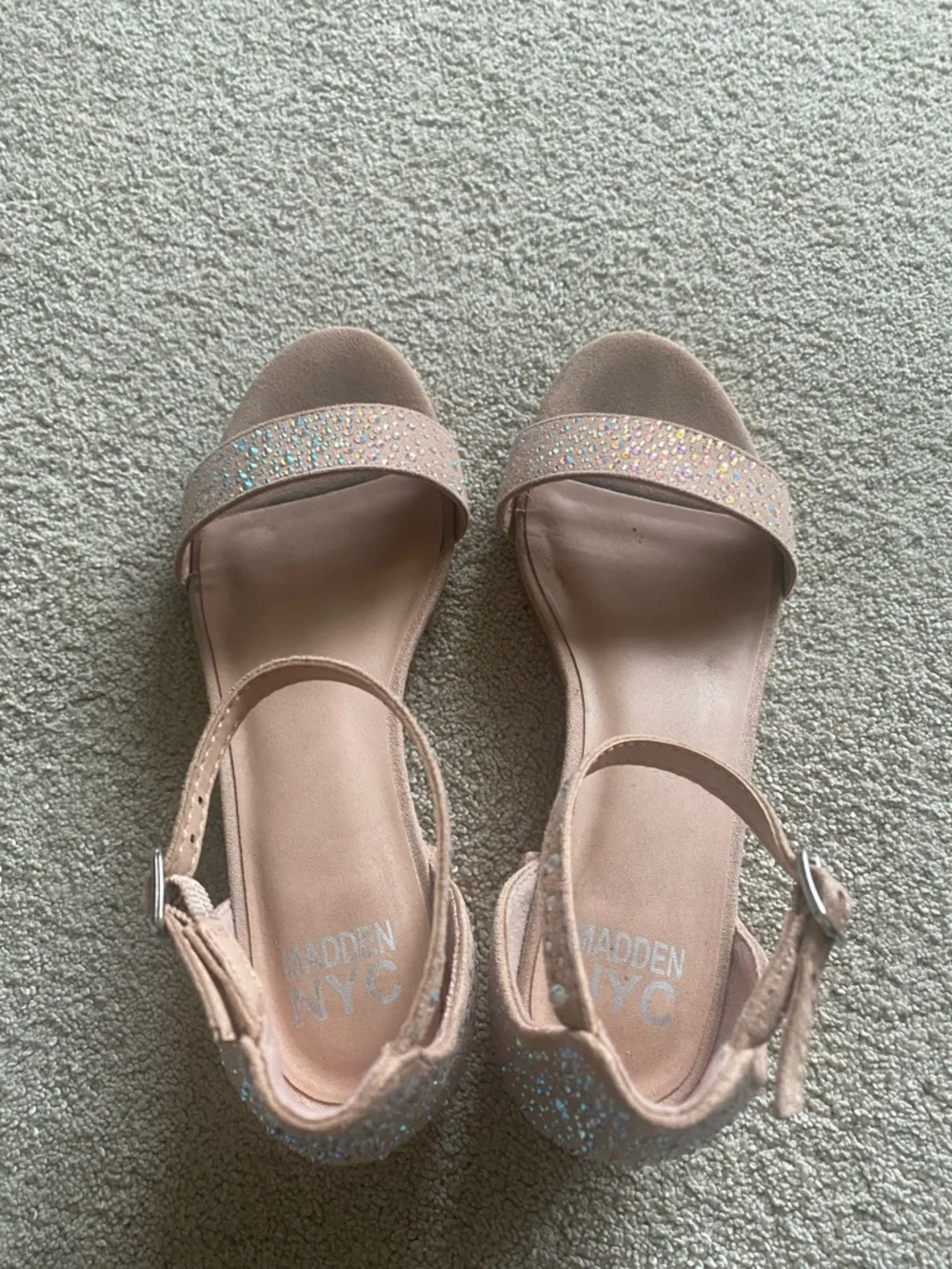 Teens Block Heel Sandals with Rhinestones